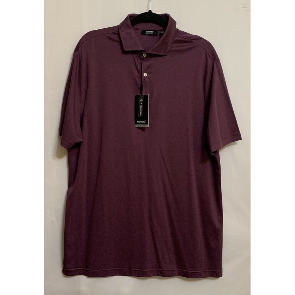 Murano Mens Size XL Tall Polo Liquid Luxury Shirt XLT Purple 100% Cotton NWT